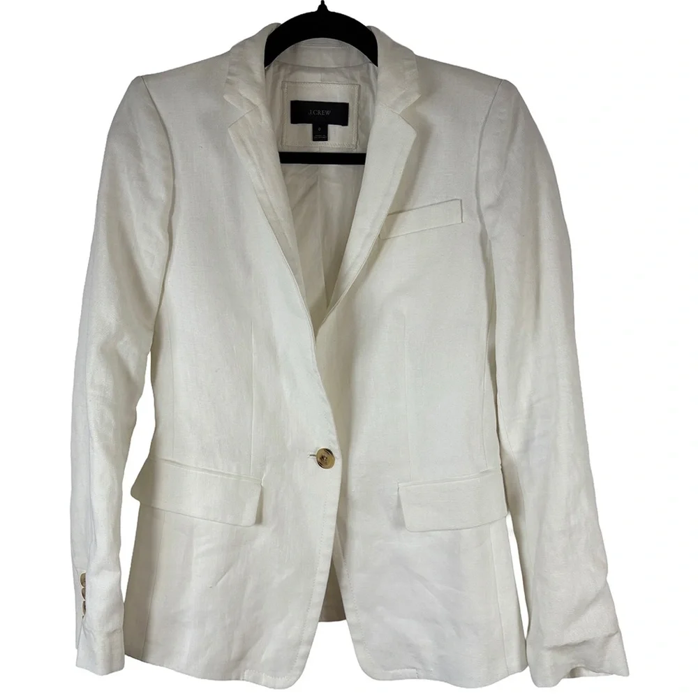 J.Crew White Linen Blazer | Tailored Summer Jacket